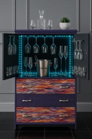 1950'S Drinks Cabinet - Hand Painted - Image 6