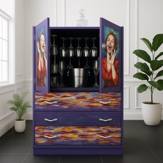 1950'S Drinks Cabinet - Hand Painted
