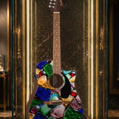 Coloured Glass Fender Electro Acoustic Guitar