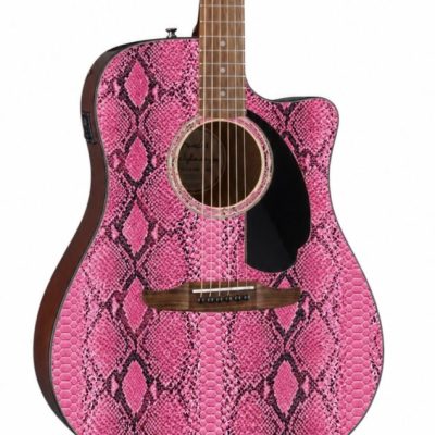 Pink Snakeskin Fender Electro Acoustic Guitar