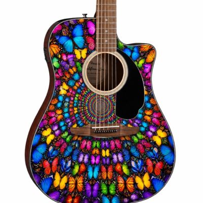 Butterflies Fender Electro Acoustic Guitar BUTTERFLIES