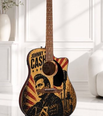 Man in Black Fender Electro Acoustic Guitar Custom